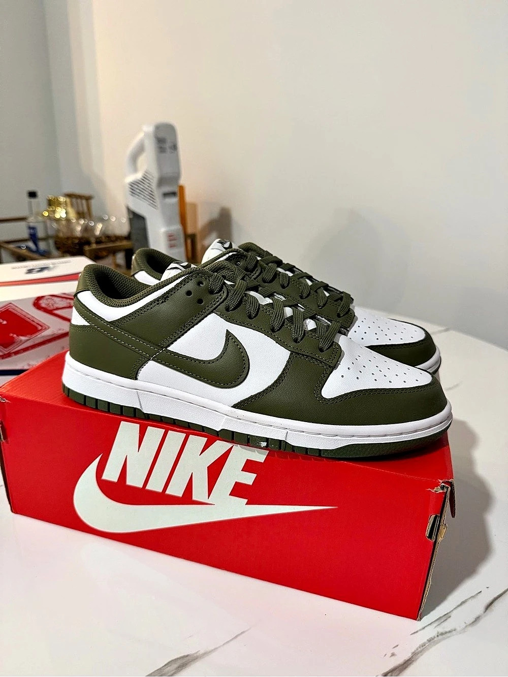 Nike Dunk Low Medium Olive (Women's) Medium Olive Sneakers Green & White